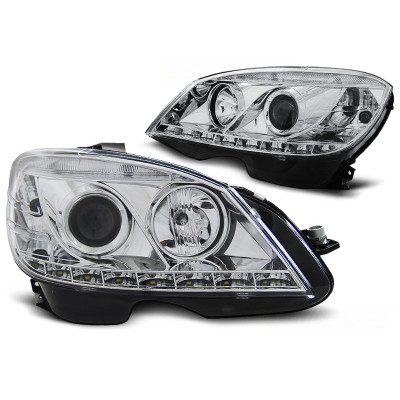 Faros delanteros Daylight Cromados para Mercedes-Benz Clase C W204 2007-2011