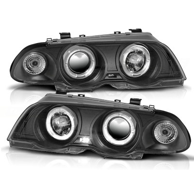 Faros delanteros BMW Serie 3 E46 Sedan 1998-2001 Angel Eyes Fondo Negro