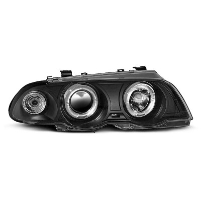 Faros delanteros BMW Serie 3 E46 Sedan 1998-2001 Angel Eyes Fondo Negro