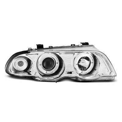 Faros delanteros BMW Serie 3 E46 Sedan 1998-2001 Angel Eyes Fondo Cromado