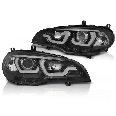 Faros LED DRL Tubelight Negros para BMW X5 E70 2007-2013 con faros halogenos de origen