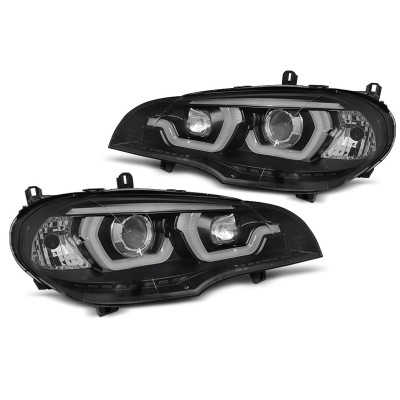 Faros LED DRL Tubelight Negros para BMW X5 E70 2007-2013 con faros halogenos de origen