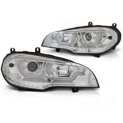 Faros LED DRL Tubelight Cromados para BMW X5 E70 2007-2013 con faros halogenos de origen