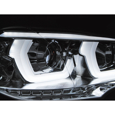 Faros LED DRL Tubelight Cromados para BMW X5 E70 2007-2013 con faros halogenos de origen