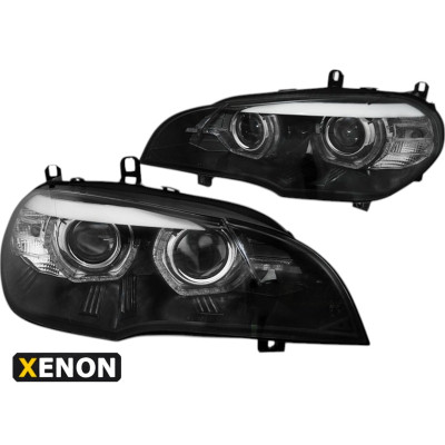 Faros LED Angel Eyes DRL Negros para BMW X5 E70 2007-2013 con Xenón de origen